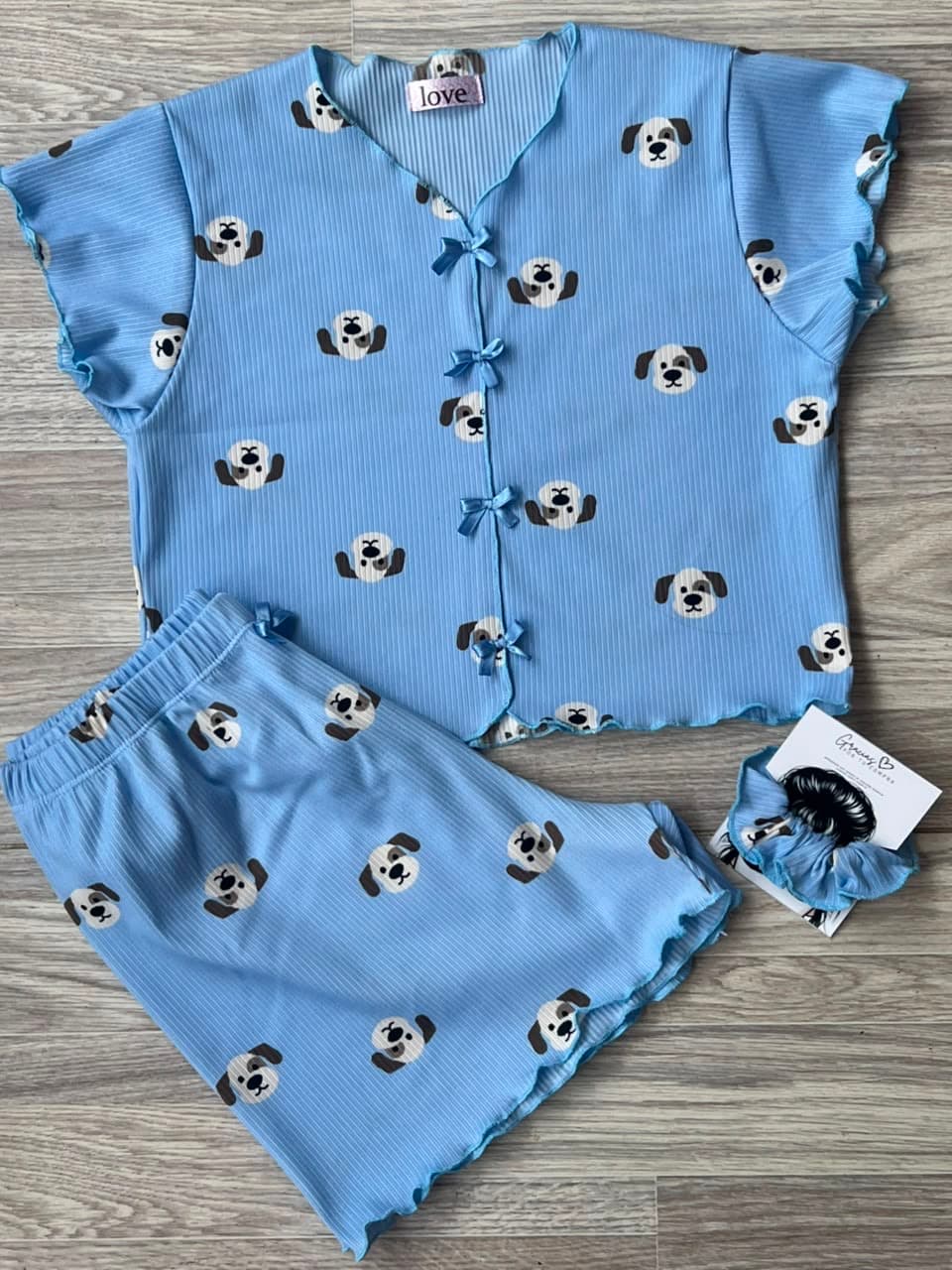SHORT MANGA AZUL PERRITOS