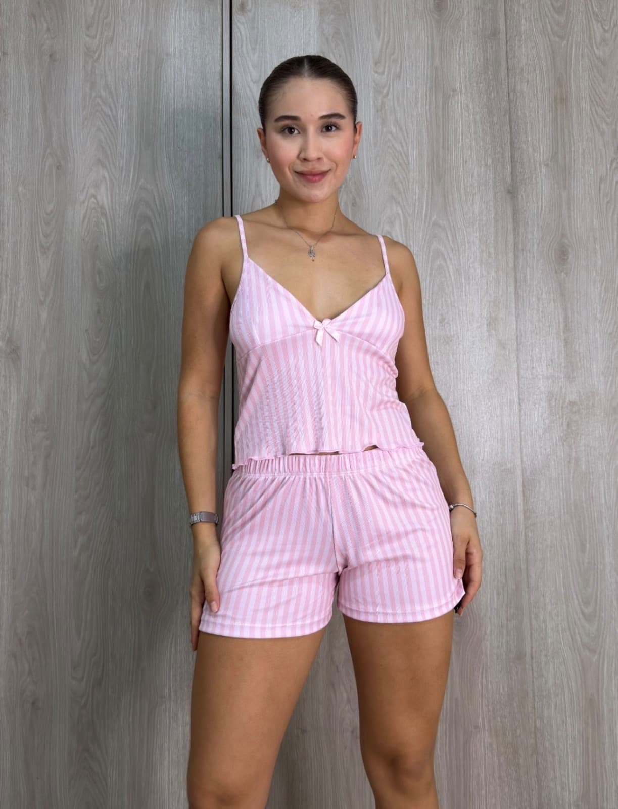 SHORT TIRAS CAMISA LARGA RAYAS