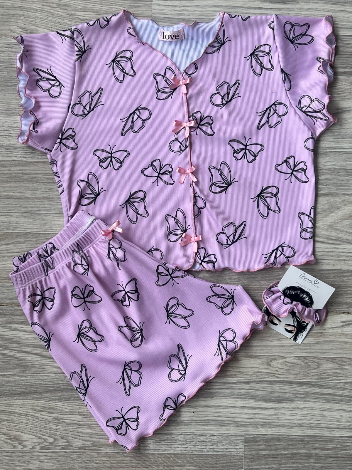 SHORT MANGA ROSA MARIPOSAS